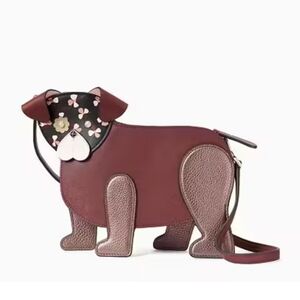 Kate Spade Floral Pup Brown Leather Crossbody Bag